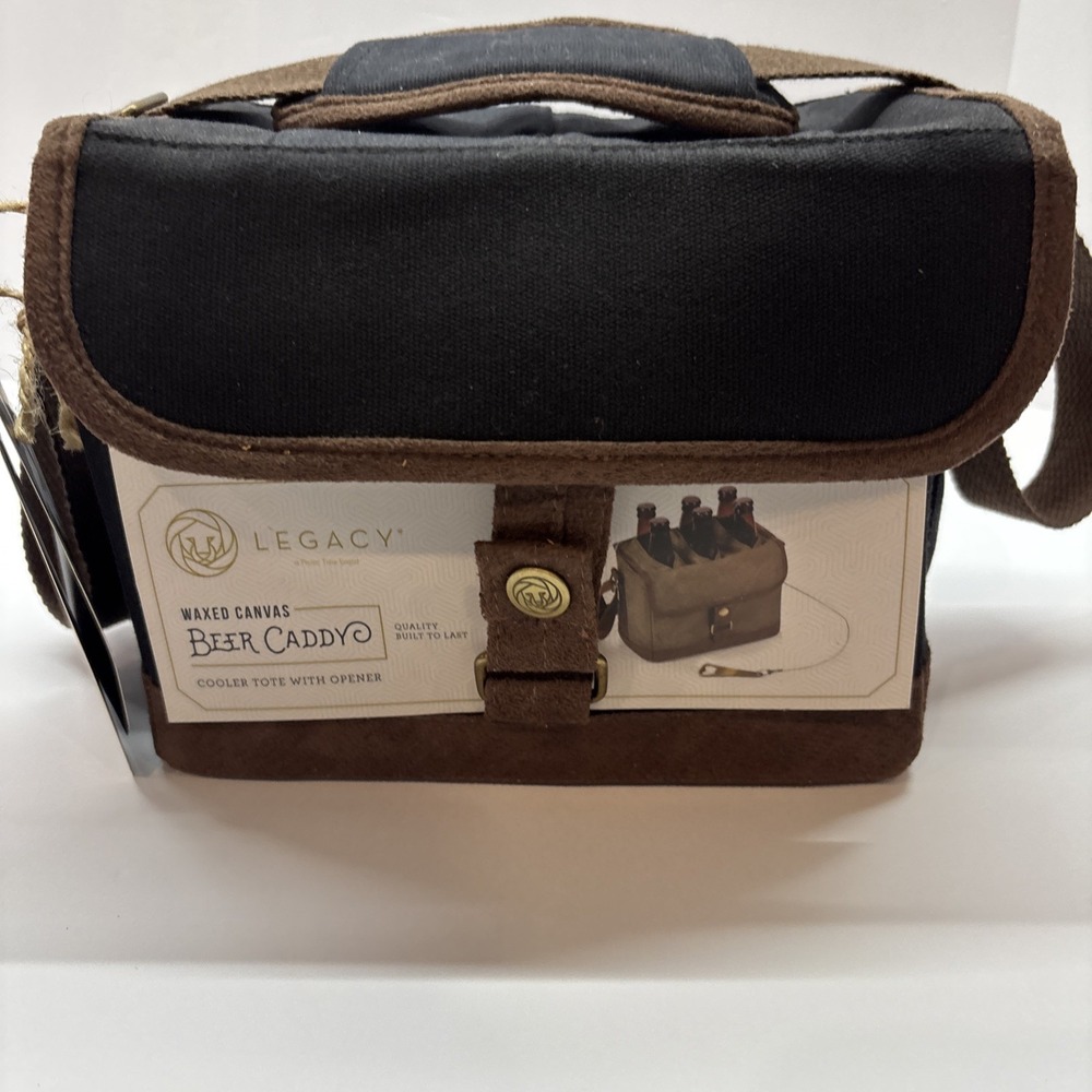 Picnic Time Waxed Canvas Cooler Tote Beer Caddy W/Brass Bottle Opener NWT